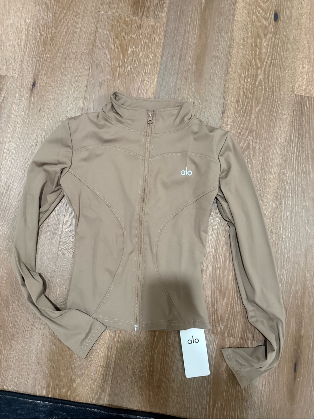ALO Yoga Women's Zip-Up Bomber Jacket in Taupe